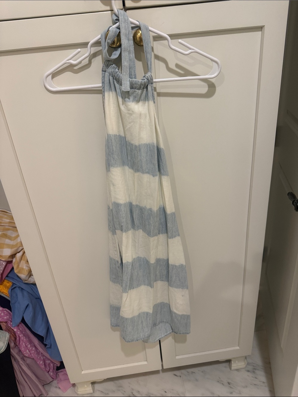 Bella Dahl Blue and White Striped Halter Sundress